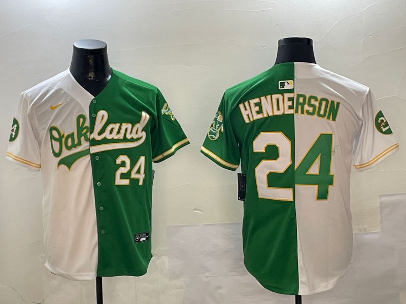 Men Oakland Athletics #24 Henderson Green white Game 2024 Nike MLB Jersey style 0115->oakland athletics->MLB Jersey
